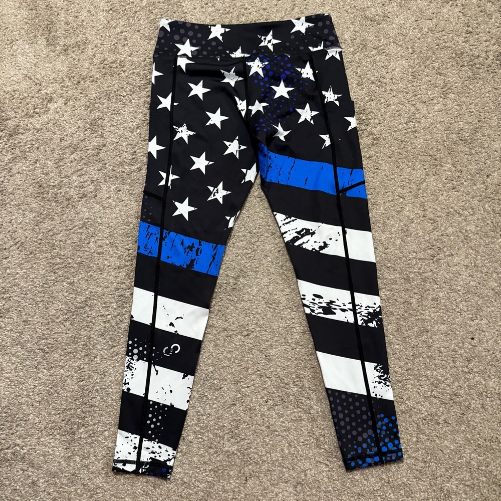 EMPOWERED Blue Line Leggings- M